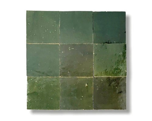 Handgefertigte Wandfliese Zellige Alhambra 36 Vert Bouteille 10x10cm glänzend