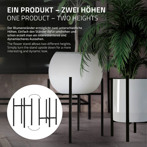 ML-Design Blumenständer, Schwarz, 22-30x22-30x40,5 cm, verstellbar, Moderne Blumentopfständer, Robuste Pflanzenständer aus Metall, Größenverstellbar Blumentopfhalter, Pflanztopf Deko, Blumenhalter