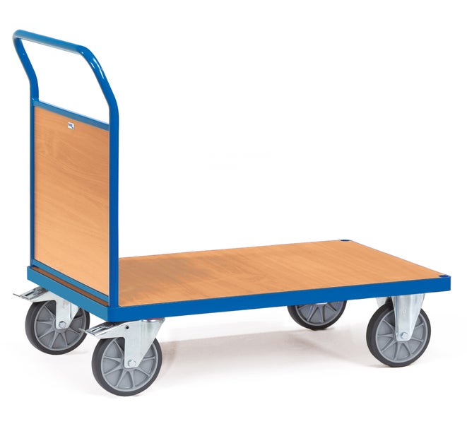 Transportwagen mit Holzplatte und vier Rädern