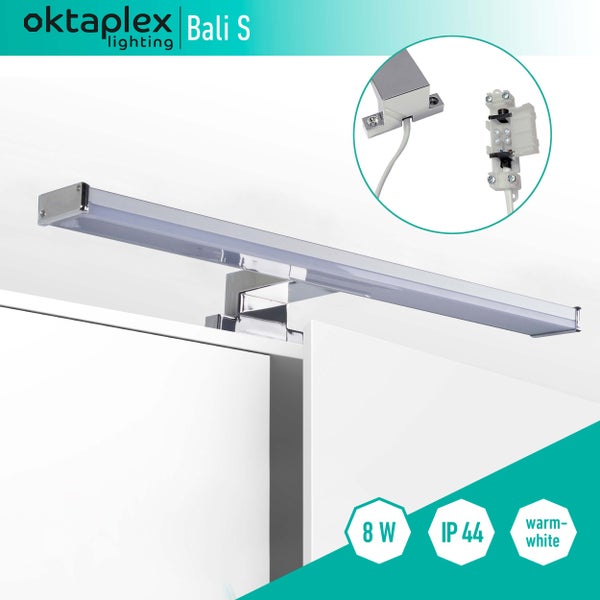 Spiegelleuchte 3000K warmweiß 5W IP44 schwarz 30cm Schranklampe 320Lm als Aufbauleuchte oder Klemmleuchte