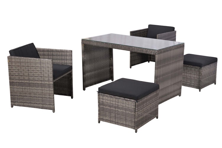 Gartenmöbelset aus Polyrattan mit Tisch und Stühlen