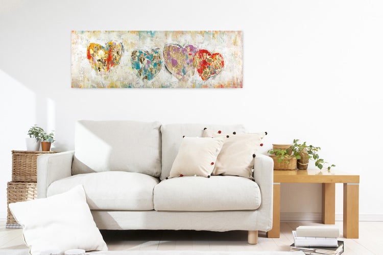 Handgemaltes Gemälde Acrylfarbe 150x50cm Beige
