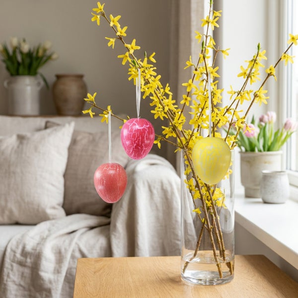 Dekorative Blumenvase mit Blütenzweigen, geeignet für alle Flächen im Innen- und Außenbereich