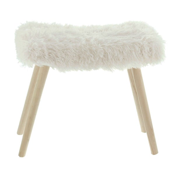 FRANK FLECHTWAREN | Hocker Kuschelfell, HOLZ, ca. 50 x 24 x 40 cm