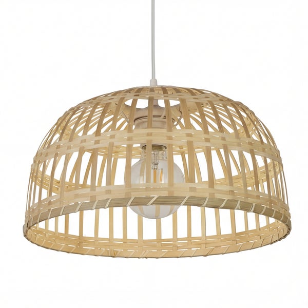 Hängeleuchte mit Lampenschirm aus Bambus