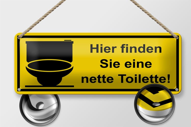 Blechschild Spruch 27x10 cm Hier finden Sie eine nette Toilette Dekoration