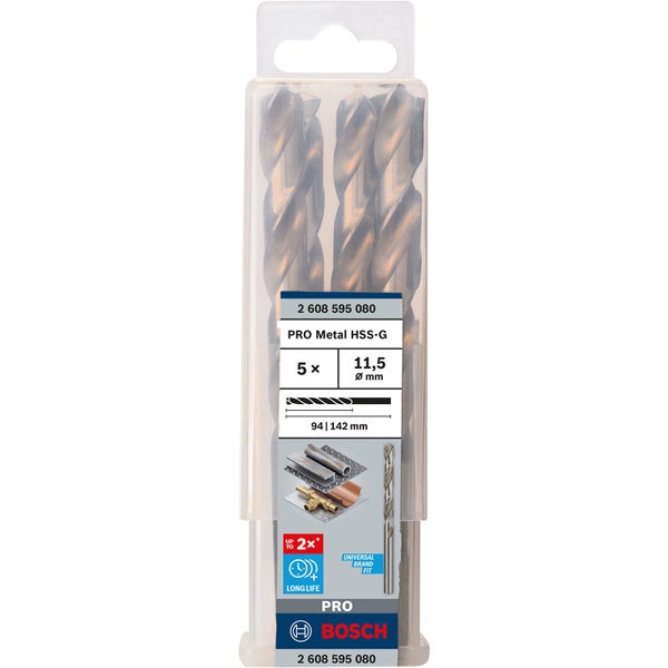 Bosch PRO Metal HSS-G Spiralbohrer 11,5 x 94 x 142 mm - 2608595080