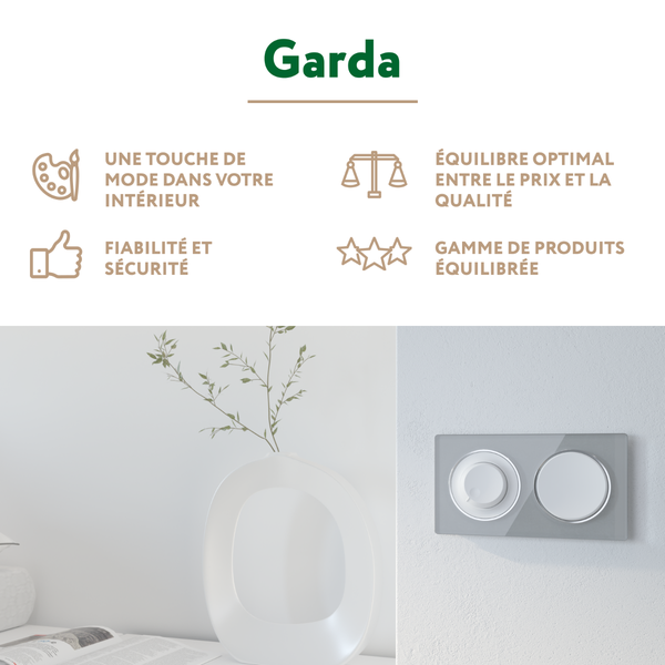 Garda Lichtschalter Programm mit modernen Funktionen und ansprechendem Design für die Innenraumgestaltung.