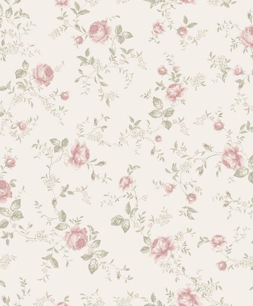 Borastapeter Tapete Blumen Beige und Rosa - 53 cm x 10.05 m - 660612