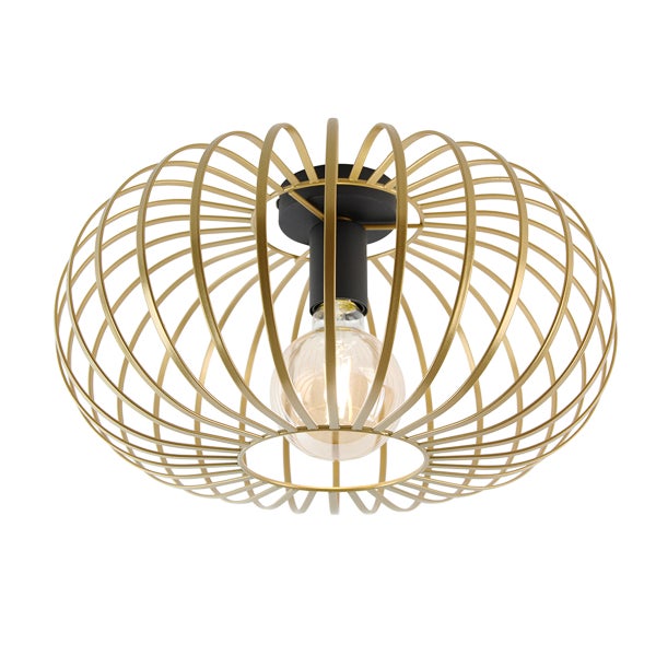 Deckenleuchte aus Metall mit Gitterstruktur und Glühbirne