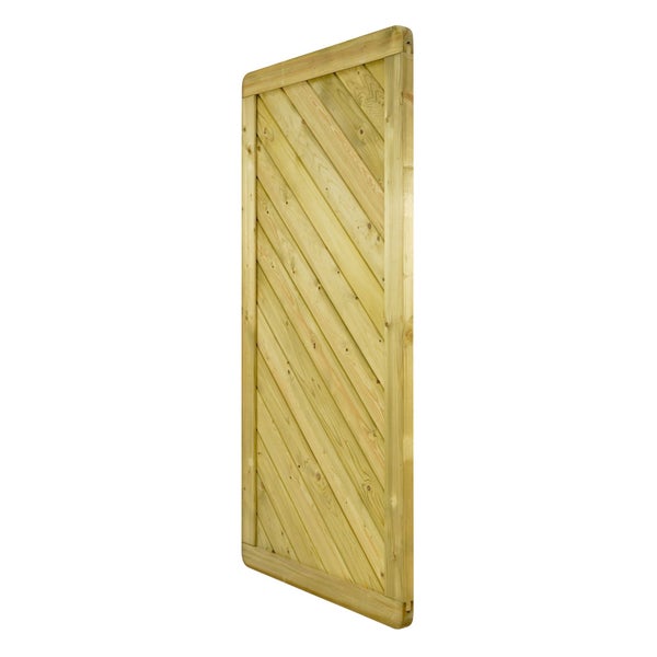 Sichtschutzelement aus Holz mit diagonalen Brettern