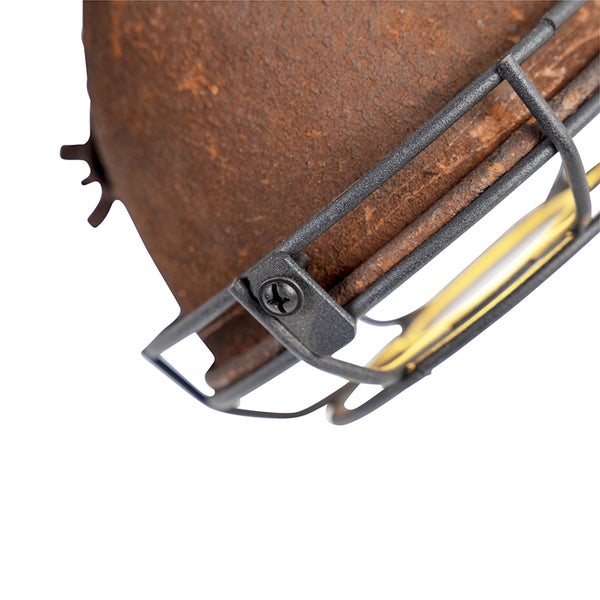 Detail einer Leuchte mit Metallgestell und Schraube