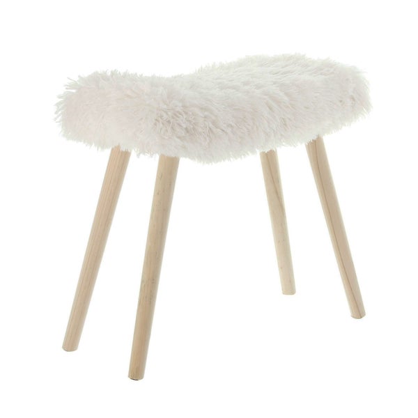 FRANK FLECHTWAREN | Hocker Kuschelfell, HOLZ, ca. 50 x 24 x 40 cm
