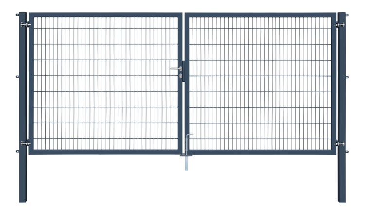 Doppeltor aus Metall mit Gitter