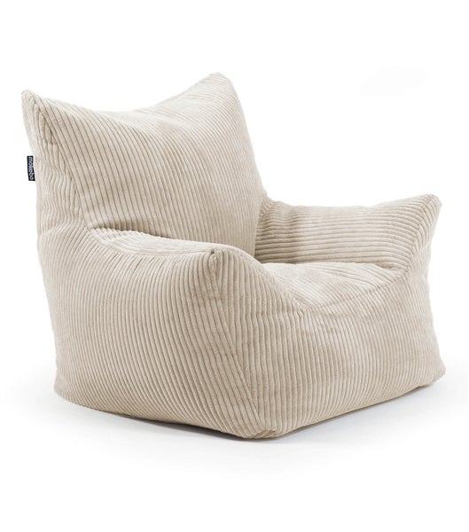 Kindersessel aus Cord 'Der Pausenheld', Sitzsack Kinder, Kindersitzsack, Bodenkissen, Lesesessel, Sitzkissen oder Sessel für Kinder, Sitzsack Cord mit Füllung in Beige