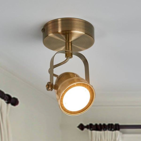 Lindby LED Wandlampe, Deckenlampe drehbar und schwenkbar Wandstrahler Deckenstrahler altmessing 1x 5W GU10 (austauschbar) Strahler Spot