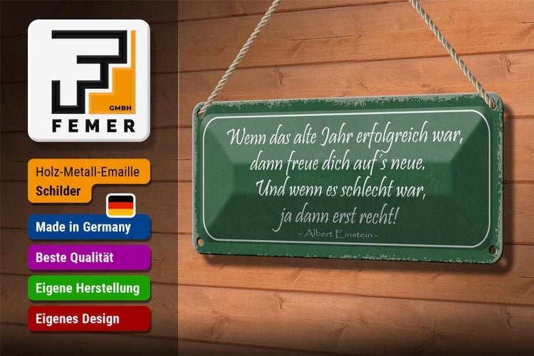 Blechschild Spruch 27x10cm wenn das alte Jahr erfolgreich Dekoration
