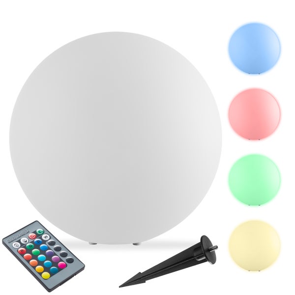 tectake Luminous Globe Kugelleuchte Luminous Globe, LED, mit Fernbedienung inklusive Erdspieß weiß