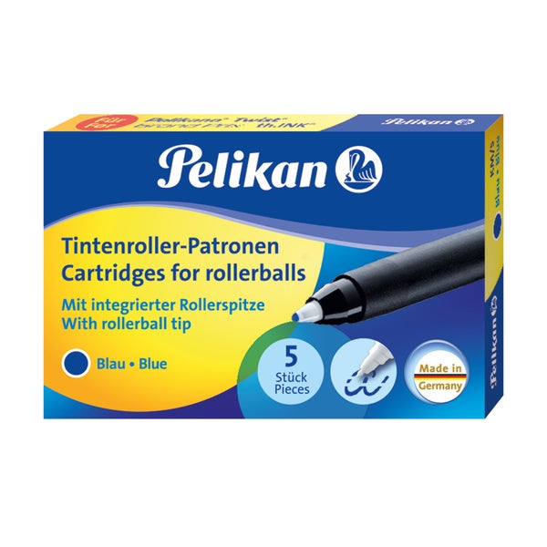 Pelikan Tintenroller-Patronen KM/5, Blau, 5er Set