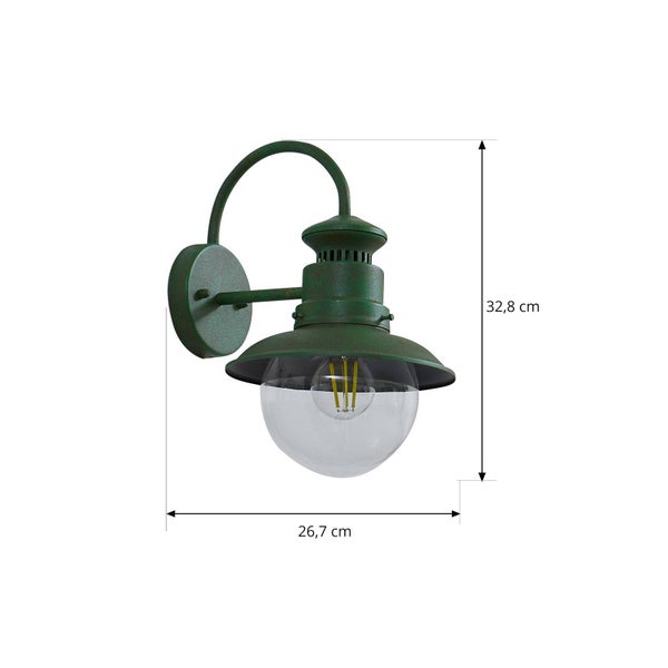 Lindby Wandleuchte außen (Laterne) Celinor (spritzwassergeschützt (Landhaus, Vintage Rustikal) in Grün aus Metall (1 flammig E27) - Außenwandleuchten Wandlampe Led Außenlampe Outdoor