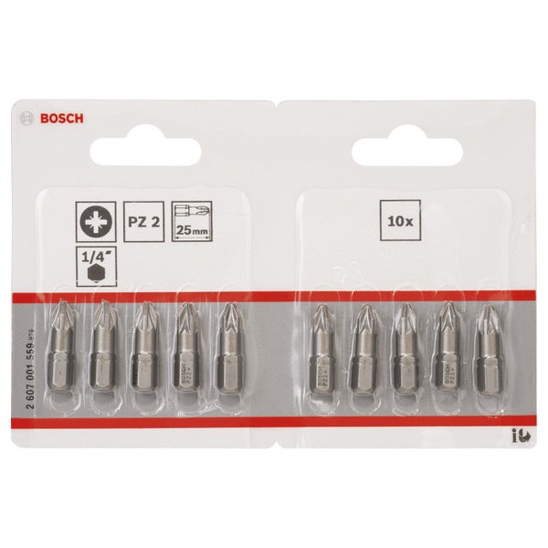 Bosch 10x Schrauberbit Extra-Hart, PZ 2, 25 mm im Blister - 2607001559
