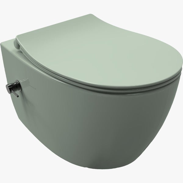 Isvea WC Toilet Badezimmer Wand-WC mit Dusch-WC Mintgrün mit Softclose-Sitz