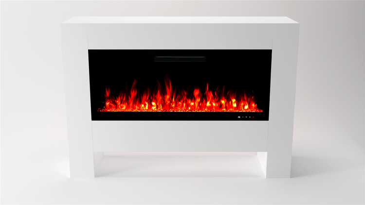 Glow Fire Elektrokamin 'Hermes' | LED Standkamin in weiß mit Heizung (1500 W) | HxBxT: 96 x 136 x 38 cm