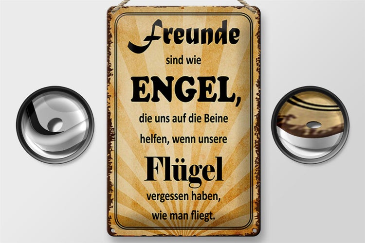 Blechschild Spruch 20x30cm Freunde sind wie Engel die uns