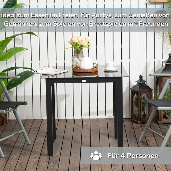 Outsunny Beistelltisch, 80L x 80B x 74H cm, Aluminium, schwarz