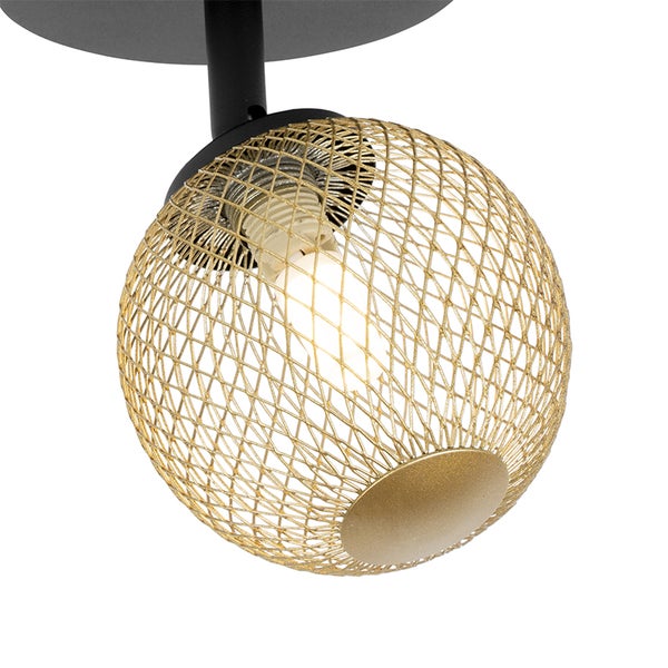 Deckenleuchte mit rundem Lampenschirm aus Metallgeflecht