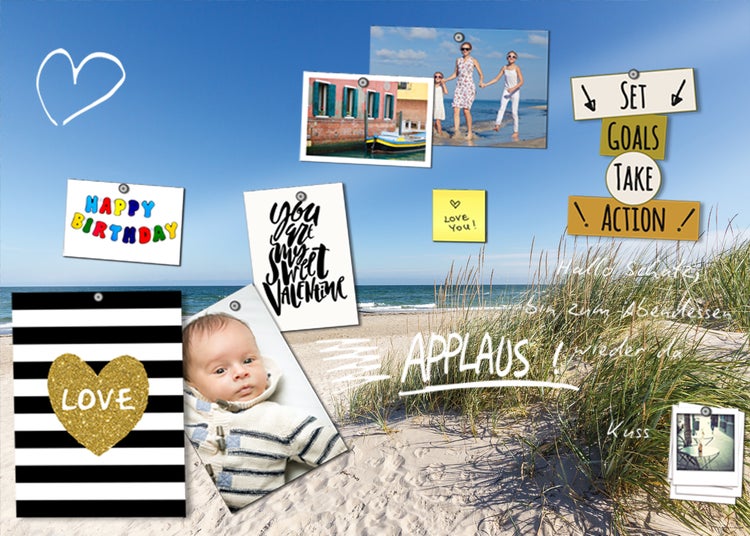 Pinnwand Magnetisches Memoboard |Tafel | Kalender | Wandkalender | 70x50cm | MMB0096 | Sylt | Urlaub | Strand | Sand | Meer