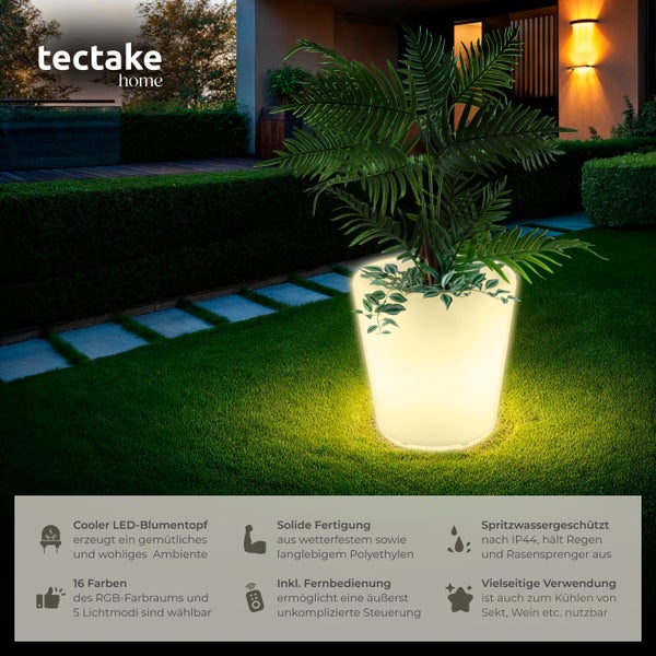 tectake Luminous Curve Cooler Leuchtzylinder Luminous Curve Cooler, LED, mit Fernbedienung 38 x 40 cm, inkl. Erdspieß weiß