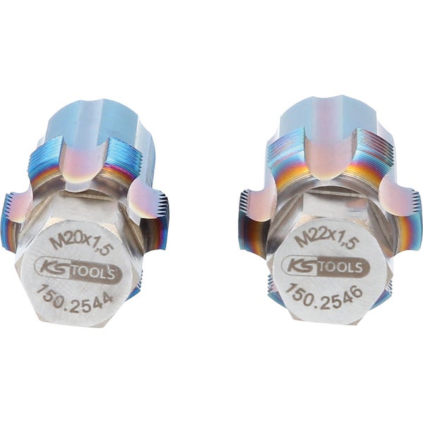 Zwei Gewindereparatur Einsätze M20 x 1,5 und M22 x 1,5 von KS Tools