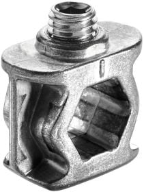 Rohrverbinder aus Metall mit Gewindebolzen zur Befestigung