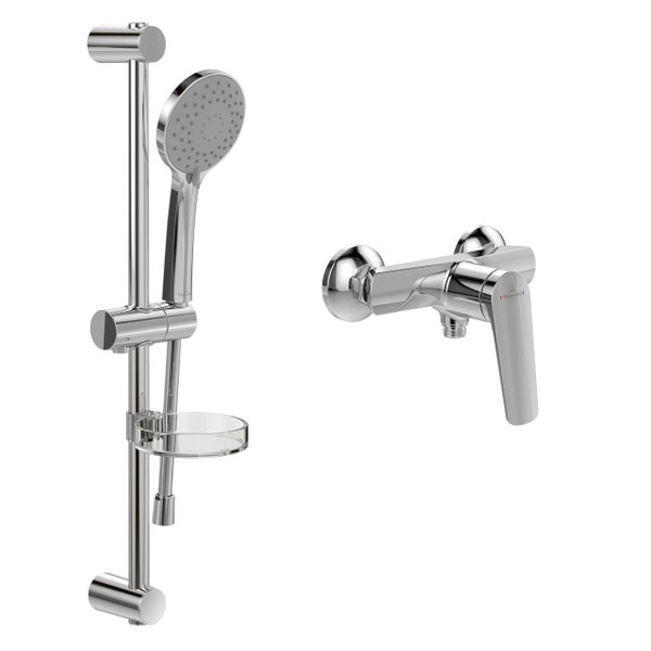 Duschset mit Handbrause, Brausestange und Einhebelmischer