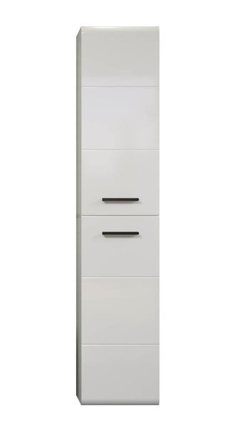 Riva Badschrank Wandaufhang, 1 Tür, 1 Klappe, weiß Hochglanz. 35 X 33 X 170 cm