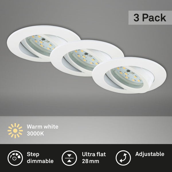 LED Einbauleuchten schwenkbar 3er-Set dimmbar 6,5 W IP23 Weiß Ø8,2cm Briloner