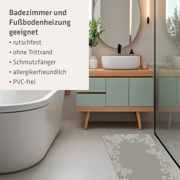 Akzente Feel Badematte mit Motiv in Grau Fußmatte 70 x 100 cm, rutschfest, saugfähig