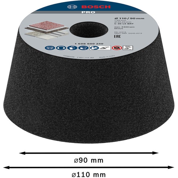 Bosch PRO Metal Konischer Schleiftopf 90 x 110 x 55 mm G30 - 1608600240