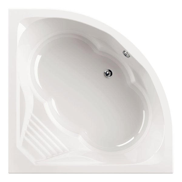 Calmwaters® Eckbadewanne 150x150 cm mit Sitz, Acrylwanne Curved Wellness, Duo-Badewanne für zwei Personen, Sitzbadewanne, Maße 150 x 150 cm, Eck-Badewanne in Weiß - 02SL3015