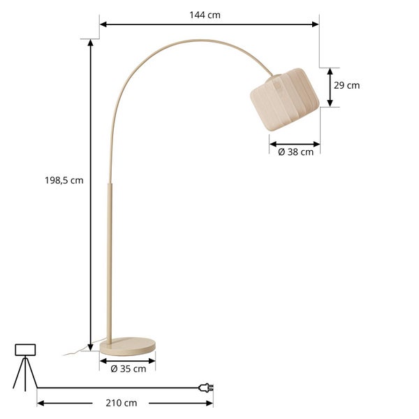 Abmessungen einer Stehlampe mit Lampenschirm