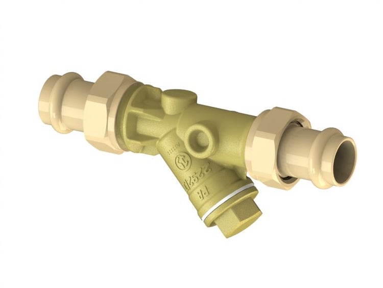 Schmutzfänger aus Messing mit Pressanschluss für Rohrinstallationen