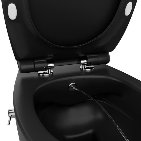Isvea WC Toilet Badezimmer Wand-WC mit Dusch-WC Schwarz mit Softclose-Sitz