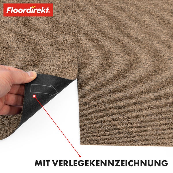 FLOORDIREKT Teppichfliese Moscow - Selbstliegend - 50 x 50 cm - Hellbraun