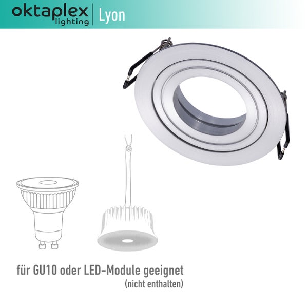Einbaustrahler Ø 90mm 3er Set Lyon schwenkbar Aluminium flach LED Modul kompatibel für GU10 Leuchtmittel silber Deckenmontage