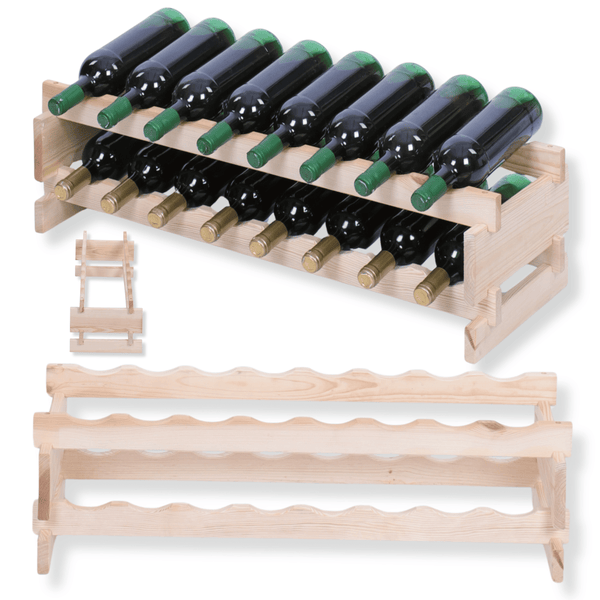 Weinregal VINOTECA FLEX PRO HxBxT 23x84x28cm 16 Flaschen auf 2 Ebenen Massives Kiefernholz Braun geölt