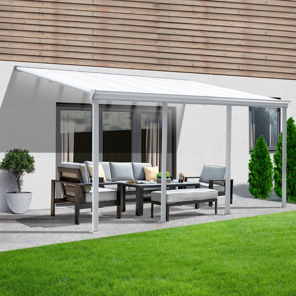 Home Deluxe - Terrassenüberdachung SOLIS - Weiß - B/T/H: 618 x 303 x 226/278 cm - inkl. Hohlkammerplatten, Montagematererial I Carport Pavillion Pergola