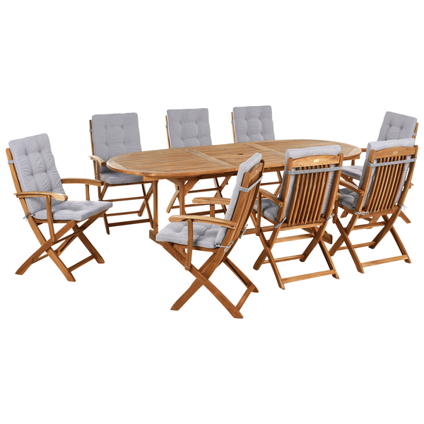 Gartenmöbel Set 8-Sitzer MAUI PREMIUM Akazienholz Grau