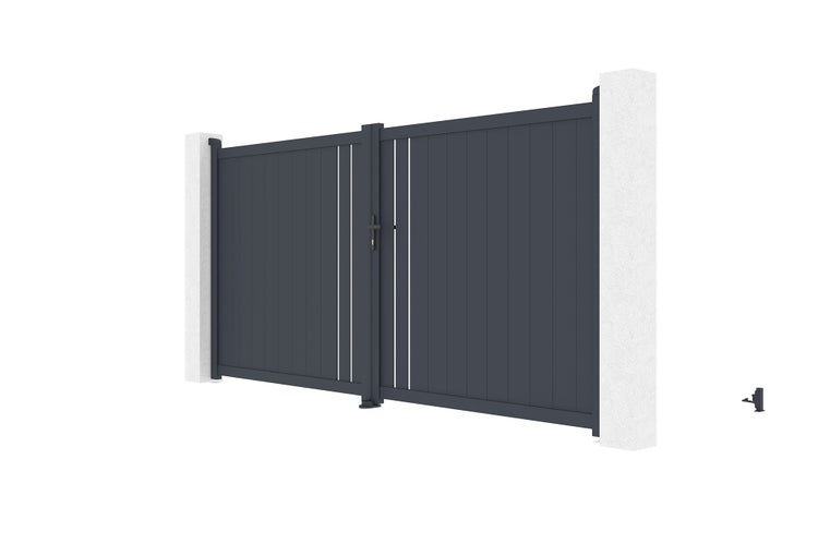 Flügeltor 3,5 m GIONA H.180 graues Aluminium