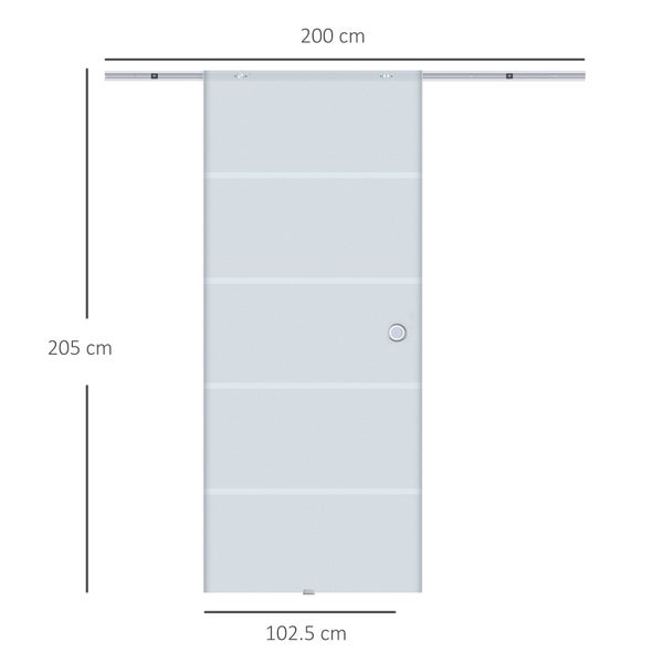 HOMCOM Glasschiebetür Schiebetür Glastür Zimmertür teilsatiniert 900 x 2050 mm